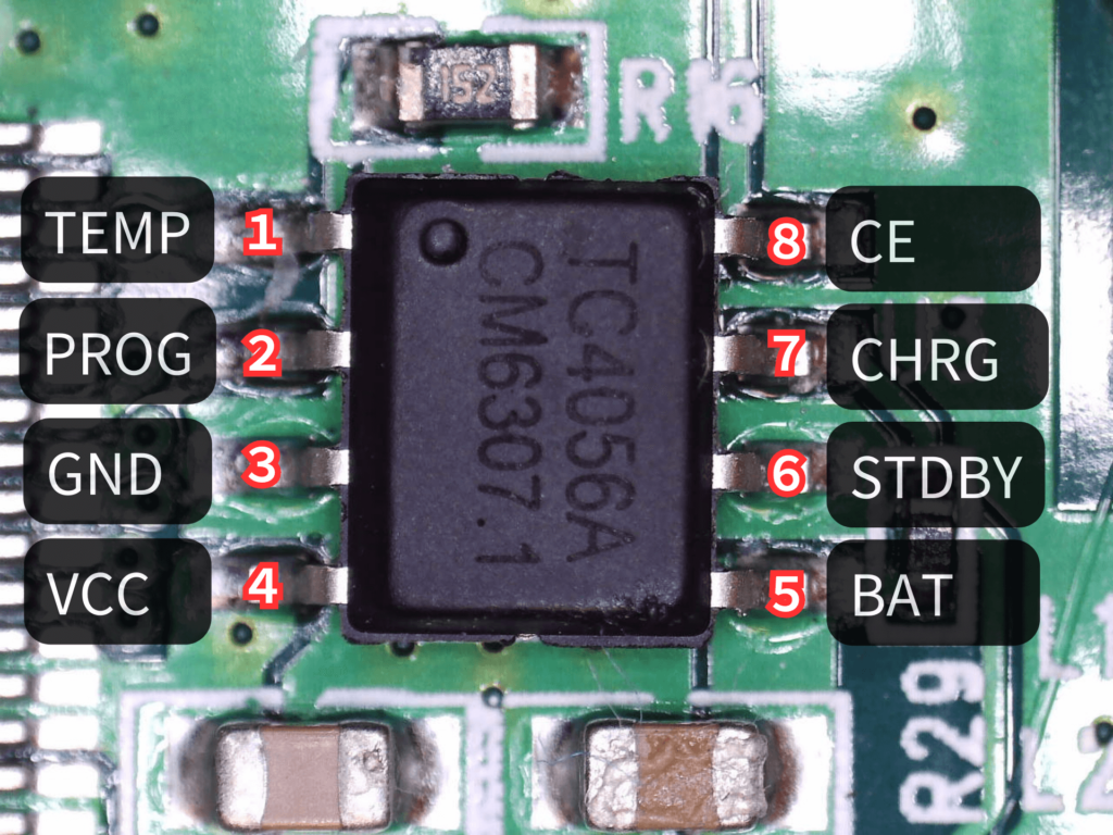CPH7000BTメイン基板に実装されているリチウムイオンバッテリー充電IC「TC4056A」