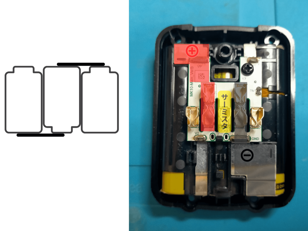 マキタBL1015のセル接続図と端子の説明