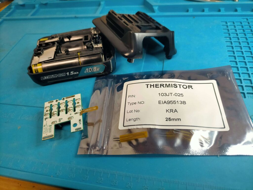 ネット購入したサーミスタ103JT-025(マキタBL1015交換用)