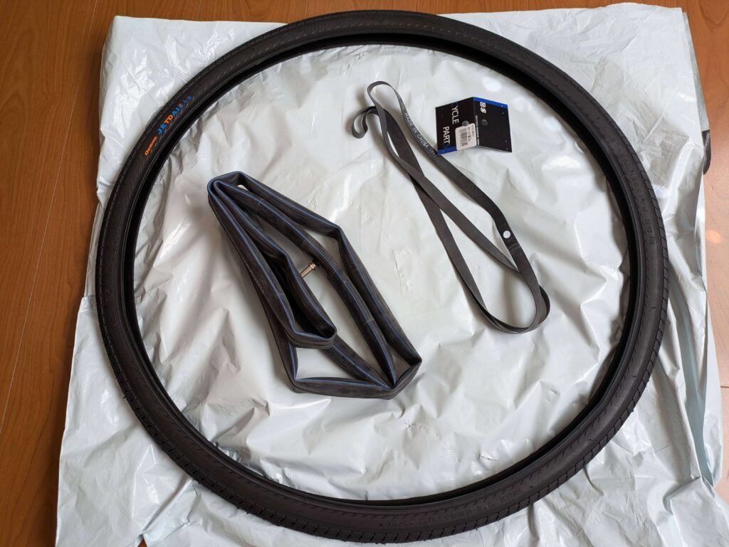 電動自転車用の新品タイヤ・チューブ・リムバンド（シンコーJETDAIii・肉厚チューブ）