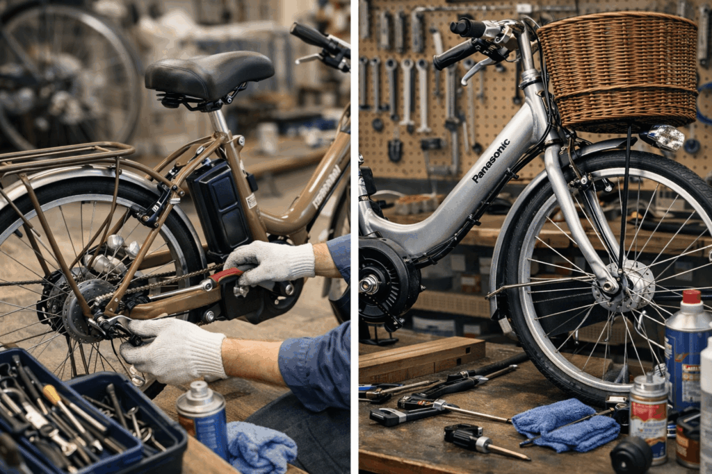 自転車の整備をしているアイキャッチ