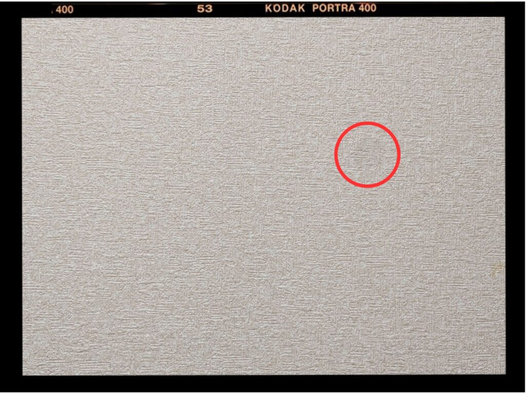 Pixel 7のカメラ（1.5倍）で撮影し、端のゴミが消え中央のゴミが残っている動きの検証